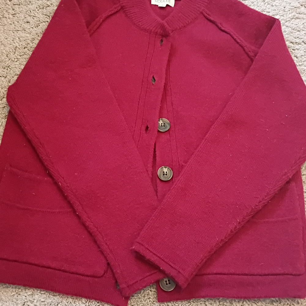 Roolee Red Women's Cardigan Sweater